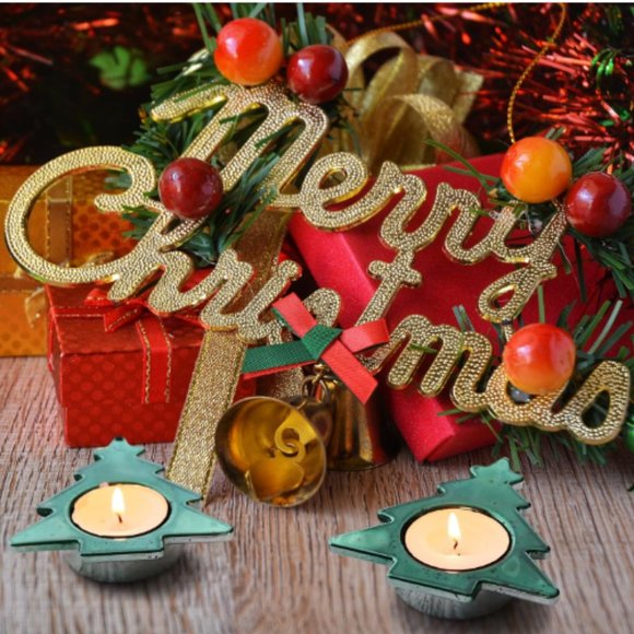 Set of 6 - Green Pine Tree - Mercury Glass Tealight Candle Holders - Picture 8 of 10